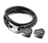 MunkiMix Bracciale per Urna a Cuore Personalizzato per Ceneri da Donna Uomo Bracciale per Cremazione con Foto/Nome Incisa Gioiello Commemorativo di Una Persona Cara con Kit di Riempimento -B3: 9 In