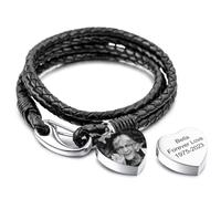 MunkiMix Bracciale per Urna a Cuore Personalizzato per Ceneri da Donna Uomo Bracciale per Cremazione con Foto/Nome Incisa Gioiello Commemorativo di Una Persona Cara con Kit di Riempimento -A2: 9 In