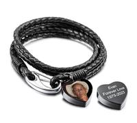 MunkiMix Bracciale per Urna a Cuore Personalizzato per Ceneri da Donna Uomo Bracciale per Cremazione con Foto/Nome Incisa Gioiello Commemorativo di Una Persona Cara con Kit di Riempimento -B1: 8 In