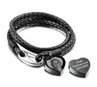 MunkiMix Bracciale per Urna a Cuore Personalizzato per Ceneri da Donna Uomo Bracciale per Cremazione con Foto/Nome Incisa Gioiello Commemorativo di Una Persona Cara con Kit di Riempimento -B2: 9 In