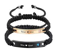 MunkiMix Bracciale personalizzato Targhetta con incisione Bracciali per donna Uomo Bambina bambino Cavigliera personalizzata Regolabile fatta a mano Corda intrecciata Etichetta in acciaio inossidabile