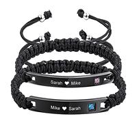 MunkiMix Bracciale personalizzato Targhetta con incisione Bracciali per donna Uomo Bambina bambino Cavigliera personalizzata Regolabile fatta a mano Corda intrecciata Etichetta in acciaio inossidabile