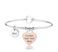 MunkiMix Braccialetti Personalizzati Acciaio Inossidabile per Donna Bracciale Cuore Personalizzato Bracciale Aperto Regali per Amich Fidanzata Moglie (Stile 2)