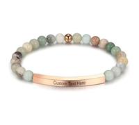 MunkiMix Braccialetti Personalizzati con Perline per Donne Nome Inciso Bracciale Elasticizzato in Pietra Naturale Regali Ispirazionali per Mamma Moglie Sorella Amica #01 - Amazonite
