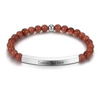 MunkiMix Braccialetti Personalizzati con Perline per Donne Nome Inciso Bracciale Elasticizzato in Pietra Naturale Regali Ispirazionali per Mamma Moglie Sorella Amica #08 - Arenaria Dorata