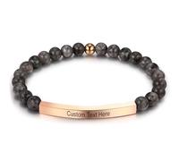 MunkiMix Braccialetti Personalizzati con Perline per Donne Nome Inciso Bracciale Elasticizzato in Pietra Naturale Regali Ispirazionali per Mamma Moglie Sorella Amica #05 - Agata Pizzo Grigia