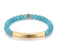 MunkiMix Braccialetti Personalizzati con Perline per Donne Nome Inciso Bracciale Elasticizzato in Pietra Naturale Regali Ispirazionali per Mamma Moglie Sorella Amica #07 - Perle di Turchese