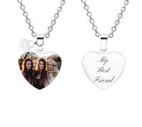 MunkiMix Collana con Foto Personalizzata per Donna Uomo Foto/Nome/Data Incisione Ciondolo Cuore/Cerchio in Acciaio Inossidabile con Ciondolo Lucchetto/Chiave Regali Commemorativi per Coppie Amici - C1