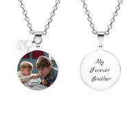 MunkiMix Collana con Foto Personalizzata per Donna Uomo Foto/Nome/Data Incisione Ciondolo Cuore/Cerchio in Acciaio Inossidabile con Ciondolo Lucchetto/Chiave Regali Commemorativi per Coppie Amici - A1