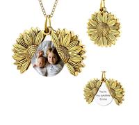 MunkiMix Collana Girasole Personalizzata con Immagine All'interno Collana You are My Sunshine Collana con Medaglione Girasole in Oro Gioielli Commemorativi Regali di Girasole per Donna (Stile A2)