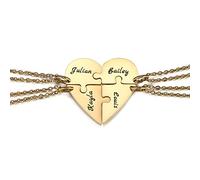 MunkiMix Collana Personalizzata per Uomo/Donna Collana di Coppia/Amicizia per 2/3/4/5 Pezzi Set di Collane con Pezzi di Puzzle A Cuore Nero/Argento Nome/Testo Dell'incisione