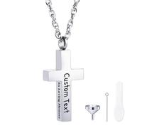 MunkiMix Collane con Urna a Croce Personalizzate per Ceneri Ciondolo a Croce in Acciaio Inossidabile Collana Ricordo per Ceneri per Uomo Donna Gioielli Commemorativi per Cremazione In Loving Memory B1