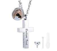 MunkiMix Collane con Urna a Croce Personalizzate per Ceneri Ciondolo a Croce in Acciaio Inossidabile Collana Ricordo per Ceneri per Uomo Donna Gioielli Commemorativi per Cremazione In Loving Memory A1