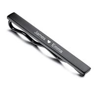 MunkiMix Fermacravatta Incisione Personalizzata Colori Argento/Oro/Nero Fermacravatta in Acciaio Inox per Uomo Affari (Colore Nero)