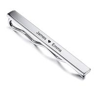 MunkiMix Fermacravatta Incisione Personalizzata Colori Argento/Oro/Nero Fermacravatta in Acciaio Inox per Uomo Affari (Colore Argento)