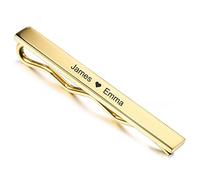 MunkiMix Fermacravatta Incisione Personalizzata Colori Argento/Oro/Nero Fermacravatta in Acciaio Inox per Uomo Affari (Colore Oro)