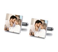 MunkiMix Gemelli Camicia Uomo Personalizzati Iniziale/Testo/Foto Incisa Personalizzata Gemelli Classici da Uomo in Acciaio Inossidabile per Sposo Matrimonio Affari -B1