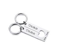 MunkiMix Personalizzato Portachiavi Per la Ragazza Partner Mamma, Inciso Puzzle del Cuore Keychain Regalo per la Festa Della Mamma(Testo Argento