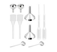 MUNSKT 10 pezzi alluminio mini imbuto in metallo, plastica contagocce dispenser per bottiglia archiviazione olio essenziale, riempimento piccola bottiglia, polvere di glitter, cosmetici, sabbia