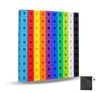 MUNSKT 100 cubi di collegamento per l'apprendimento della matematica, giocattoli educativi creativi alternativi per bambini, 10 colori e forme geometriche, con borsa per riporre oggetti in aula e la