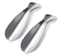 MUNSKT 2 calzascarpe in metallo, 19 cm, in acciaio inox, per anziani, bambini, uomini, donne, artrite, prevenire pieghe sulla colonna vertebrale, adatto per tutte le scarpe, tacchi, stivali, scarpe da