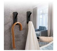 MUNSKT 2 pezzi gancio auto adesivo in acciaio inox nero heavy duty metal gancio per asciugamani, cappotti, cappelli, portachiavi porta - bagno incollato sulla parete del vestibolo
