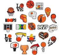 MUNSKT 24 Pezzi Charm Crocs Basket, Accessori Crocs Tema Sportivo, Accessori Per Scarpe Antiscivolo Per Bambini E Adulti