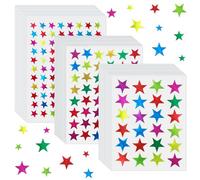 MUNSKT 2400 adesivi per ricompensa a stelle in 3 misure, lucidi e colorati, 45 fogli (15 fogli per dimensione), adatti per classifiche scolastiche, premi per bambini, biglietti fai da te e buste
