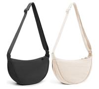 MUNSKT 2pcs Borsa a Tracolla in Nylon, Mezzaluna da Donna Tracolla Regolabile, Crossbody Bag per Shopping Viaggio