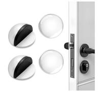 MUNSKT 4 fermaporta autoadesivi, 2 fermaporta in acciaio inox lucido, a mezza luna, da pavimento, con 2 protezioni da parete in silicone, maniglia per maniglia paraurti per uso domestico e ufficio