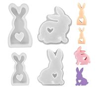 MUNSKT 4 pezzi trasparenti stampi in silicone di Pasqua in coniglio di Pasqua,Pasqua Moulle Candele Conigli,Coniglio Stampo in resina 3D per Pasqua,per sapone fatto a mano candele profumate ornamenti
