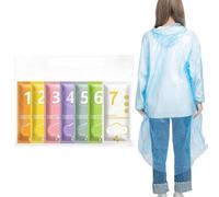 MUNSKT 7 Pezzi Impermeabili Usa E Getta, Mantella Antipioggia Con Cappuccio E Polsini Elasticizzati, Abbigliamento Impermeabile Compatto Per Festival, Campeggio, Viaggi, Multicolore