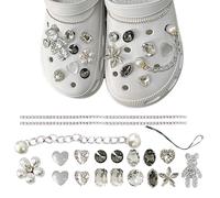 MUNSKT Accessori per fiori di scarpe in strass, spille zanne,Jibbitz,Gioielli Crocs,Decorazioni per scarpe fai da te per le donne, Cristallo