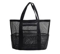 MUNSKT Borsa da donna in rete pieghevole con multi-tasche, grande borsa da spiaggia extra grande famiglia, cestino da spiaggia da donna anti-sabbia per riporre la spiaggia, piscina, viaggi, palestra