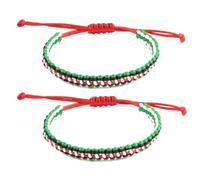 MUNSKT Confezione da 2 Braccialetti Fatti a Mano in Stile Palestina - Regolabili Con Bandiera della Palestina e Gaza - in Corda