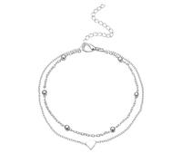 MUNSKT Donna Argento Caviglie,Bracciale Caviglia Regolabile,Cuore Caviglia a Strati Catene Della Caviglia per Le Donne