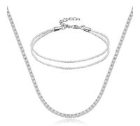 MUNSKT Due Pezzi di Accessori In Argento, Catena Del Piede Doppio Strato Delicato Con Elegante Collana In Argento A Filo Unico, Adatto Per Accessori Wild Di Varie Forme