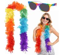 MUNSKT Feather Boa Rainbow Block Colours circa 120 cm e 1 paio di colori colorati perfetti per Carnival, Halloween