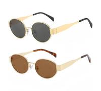 MUNSKT Occhiali da sole da donna, occhiali da sole, alla moda, in metallo, occhiali da sole vintage, occhiali classici UV400 protezione, Grigio, Tealca