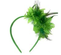MUNSKT Pizzo e piume abbinate a fasce floreali artificiali, un copricapo da donna in stile anni '20, adatto come accessorio per feste, balli, matrimoni e tea party.
