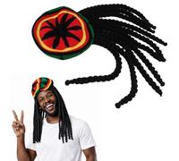 MUNSKT Set di accessori di rasta, kit costume reggae giamaicano, parrucca di dreadlocks intrecciate giamaicane per uomo donna carnevale Cosplay festa Halloween (A)