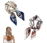 MUNTE 2 Pezzi Bandana Donna Piazza, Stile Retrò Foulard per Capelli Donna, Bandana Mare, 70 × 70cm, 2 Stili, Possono Essere Utilizzati per Decorare Capelli, Collo, Vestiti e Borse