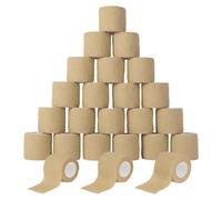 MUNTE 24 Pezzi Benda Elastica Autoadesiva da 5 cm x 4,5 m, Garza Autoadesiva in Tessuti Non Tessuti, Benda Coesiva Marrone Chiaro, Adatto per Polsi, Caviglie, Ginocchia