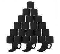 MUNTE 24 Pezzi Garza Autoadesiva 5 cm x 4,5 m, Benda Elastica Autoadesiva Nero, Benda Coesiva in Tessuti Non Tessuti Autoadesivo, Adatto per Polsi, Caviglie, Ginocchia