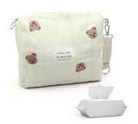 MUNTE Borsa Passeggino Piccola in Cotone, 22×16×9 cm Generico Borsas Per Pannolini, Borsa Per Pannolini Portatile con Stampa Orsetto, Ideale per Viaggi, Shopping e Uscite con Bambini