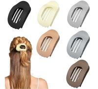 MUNTE Set da 6 Pezzi Pinza Capelli Donna, Pinze Ovali per Capelli con 18 Denti,Ci Sono Sei Colori, Fermaglio Piatto da Donna in Plastica, Adatto per L'uso Quotidiano, Sport, Intrattenimento