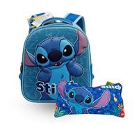 MUNTRADE Set Scolastico Stitch 2 Pezzi | Zaino 3D + Astuccio Piatto