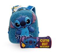 MUNTRADE Set Scolastico Stitch 2 Pezzi | Zaino 3D + Astuccio Rotondo