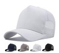 MUNULA Oversize XXL Mesh Trucker Hat Big Head Cappelli per gli Uomini Alta Corona Berretto Da Baseball Traspirante Cappello Papà Regolabile 60-65cm, bianco, XXL/3XL