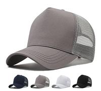 MUNULA Oversize XXL Mesh Trucker Hat Big Head Cappelli per gli Uomini Alta Corona Berretto Da Baseball Traspirante Cappello Papà Regolabile 60-65cm, Grigio, XXL/3XL